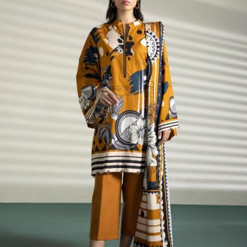 3-Piece Mustard Khaddar